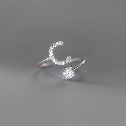 Zircon Initial A-Z Letter Ring For Women Metal Adjustable Opening Ring Name Alphabet Female Wedding Gift Anillos Mujer