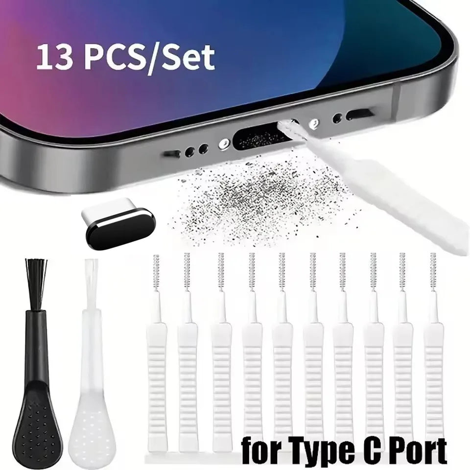 Mobile Phone Speaker Charging Port Cleaning Set Dust Plug for iPhone 16 15 14 Earphones Clean Kit Brush for Samsung Xiaomi - 