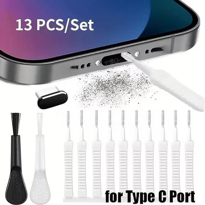 Mobile Phone Speaker Charging Port Cleaning Set Dust Plug for iPhone 16 15 14 Earphones Clean Kit Brush for Samsung Xiaomi - 