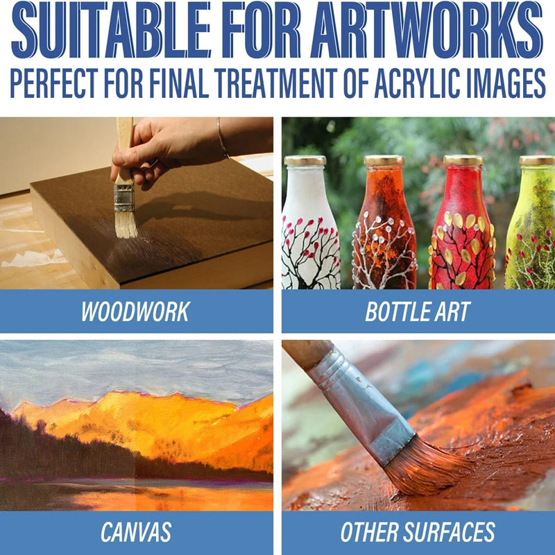 200ML Acrylic Varnish High Gloss Finish, Protective Clear Coat for Paintings, Non-Yellowing Waterproof Sealant, Anti-Cracking