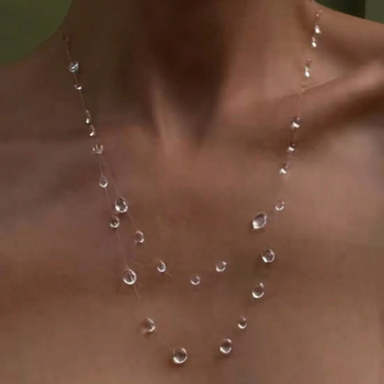 Clear Dewdrop Tassel Series Necklace Minimalist Drip Glue Beads Clavicle Chain Women Holiday Niche Trendy Jewelry