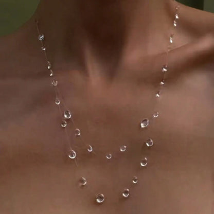 Clear Dewdrop Tassel Series Necklace Minimalist Drip Glue Beads Clavicle Chain Women Holiday Niche Trendy Jewelry