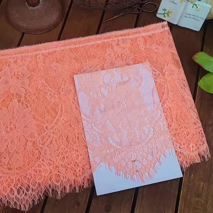 26cm Wide Eyelashes Lace Trim DIY Handmade Decoration Clothing Wedding Dress Lace Skirt Sleeve Accessories Fabric - orange