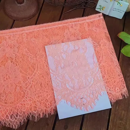 26cm Wide Eyelashes Lace Trim DIY Handmade Decoration Clothing Wedding Dress Lace Skirt Sleeve Accessories Fabric - orange