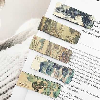 5pcs Chinese Painting Magnetic Bookmarks School Stationery Supplies Reading Pages Books Annotated DIY Aesthetic Bookmarks