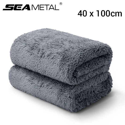 SEAMETAL 40X100CM Car Wash Towel Coral Velvet Microfiber Clean Cloth No Hemming Thickened Soft High Absorbent Car Washing Tow