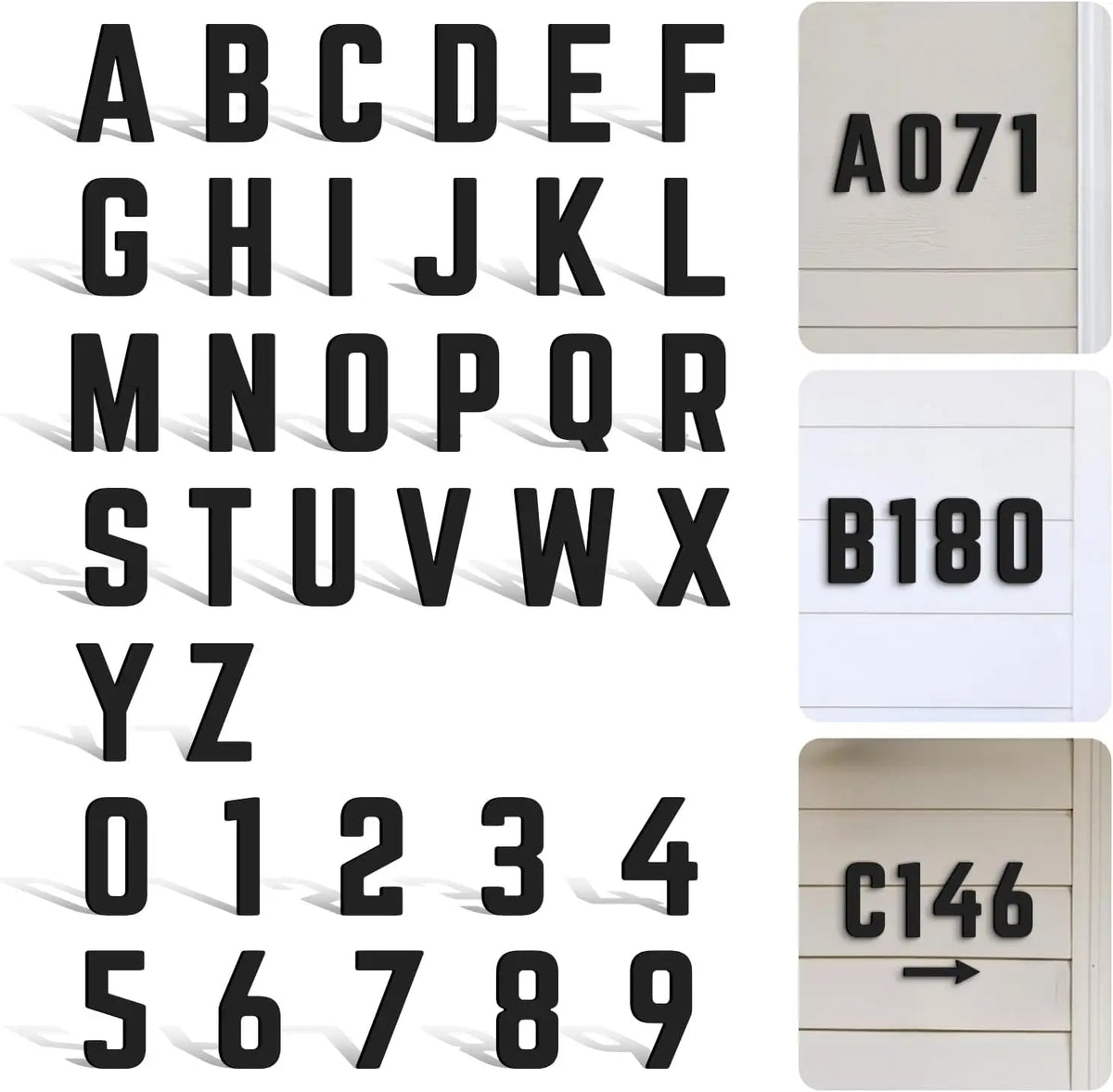 Self Adhesive House Numbers 3-12in 5mm Solid Acrylic Letters Modern Address Sign for Door Mailbox Office Hotel Apartment Deco