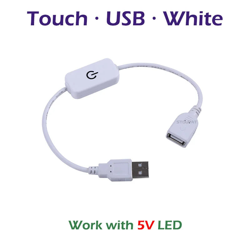 Touch / Knob / Button Switch Dimmer Brightness Adjust for 3528 5050 COB LED Strip Light DC 12V 24V USB 5V Stepless Dimming - 