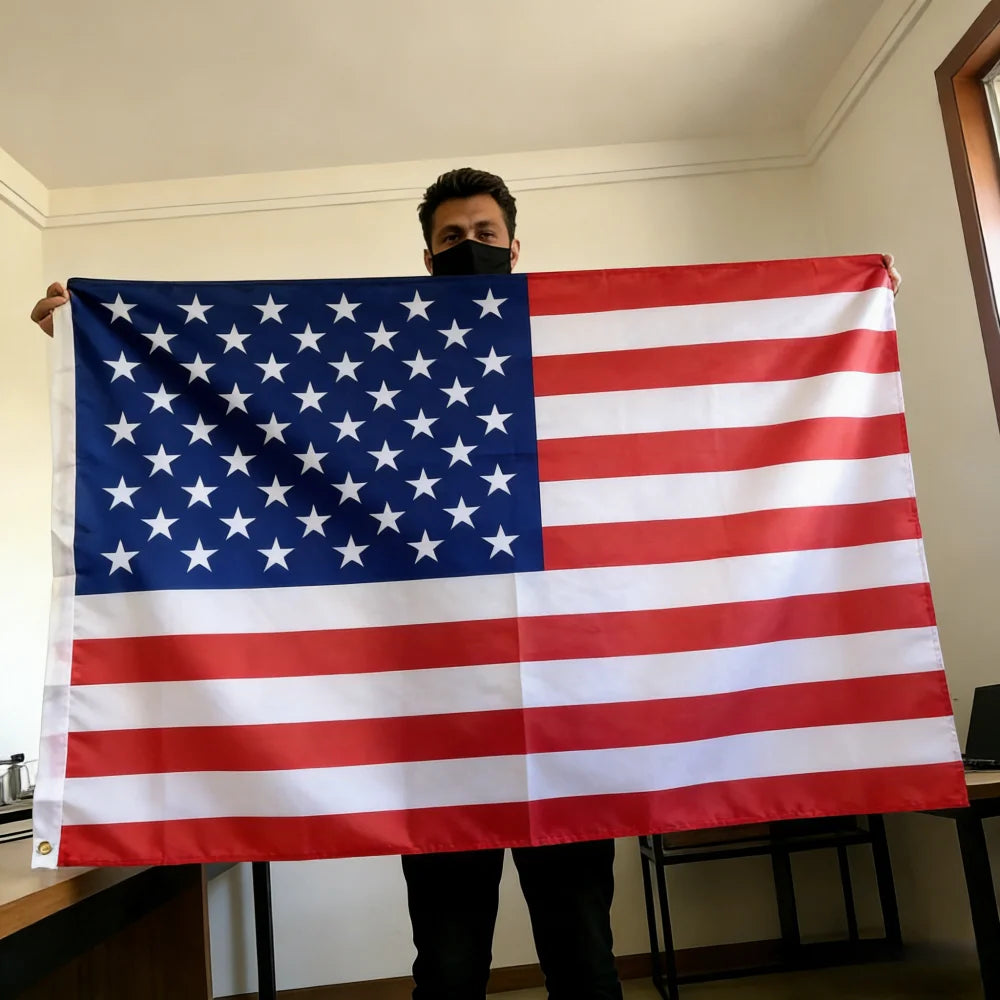 150x90cm US banner Double Sided Printed Polyester American Flag Grommets USA Flag