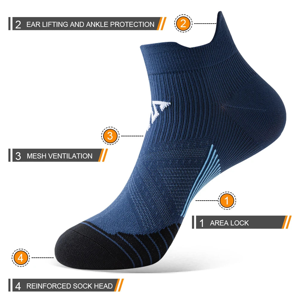 Unisex Running Socks Breathable Quick Dry Anti Blister Moisture Wicking Cushioned Arch Support Athletic Sport Socks