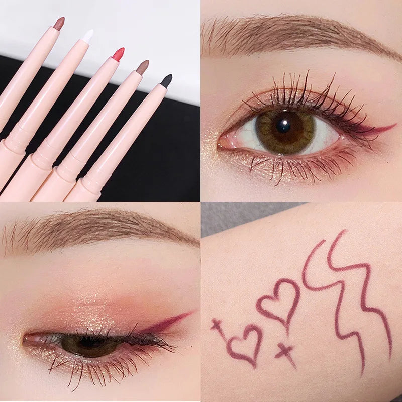 Matte Red Brown Eyeliner Gel Pencil Ultra-thin Long Lasting Quick Dry Smooth Eye Shadow Lying Silkworm Pen Makeup Cosmetics -