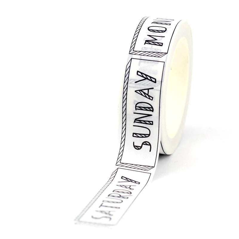 NEW 1PC 10M Decorative Black and White Japanese Washi Tape Set DIY Journaling Adhesive Moon Masking Tape Cute Stationery - NO
