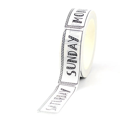NEW 1PC 10M Decorative Black and White Japanese Washi Tape Set DIY Journaling Adhesive Moon Masking Tape Cute Stationery - NO