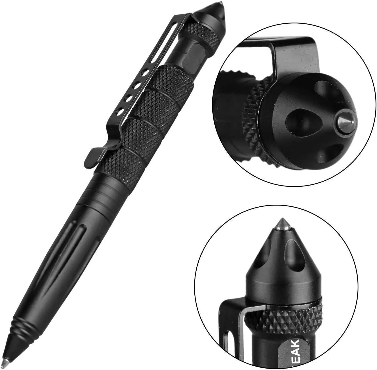 Military Tactical Pen, Professional Self Defense Pen, Emergency Glass Breaker Pen - Tungsten Steel, Writing Tool with 6 Refil