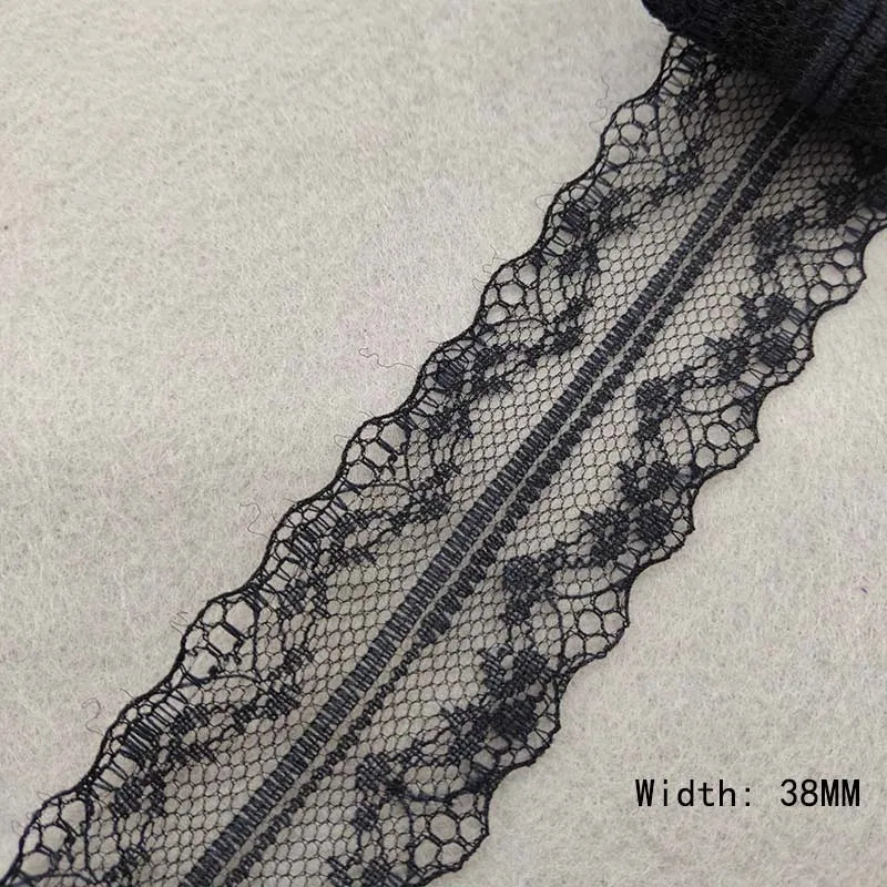 Beautiful 10 Yards/Lot Black Lace Ribbon Tape Quality Lace Trim DIY Embroidered Lace For Sewing Decoration African Lace Fabri