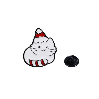 8pcs Cute Cartoon Christmas Day Enamel Brooch Creative Santa Claus Snowman Tree Lapel Pin Badge Backpack Clothing Accessories