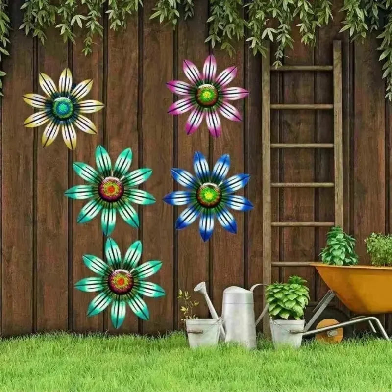 Garden Decoration Metal Flower Wall Decor Art Sculpture Hanging Ornament Aesthetic Home Room Garden Courtyard Decoration Outd