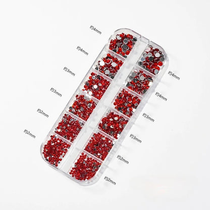 12 Grids Mixed Size Acrylic Flatback Rhinestones, 2/3/4mm Shiny Crystal Look Gems DIY Manicure Decor Charms
