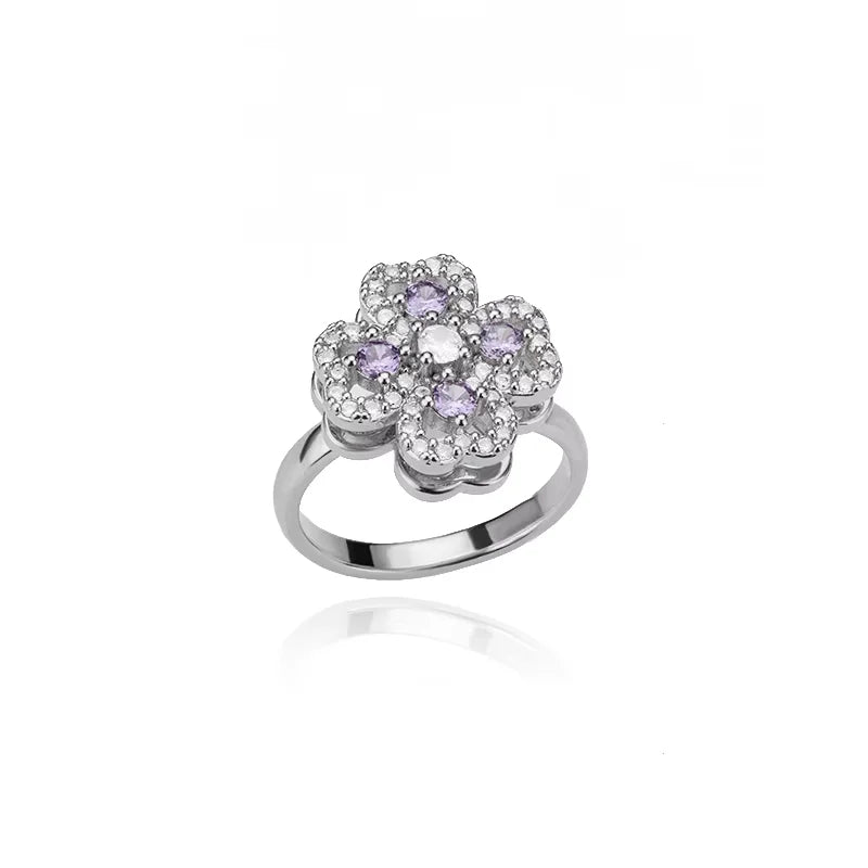Anti Stress Anxiety Fidget Rings for Women Stainless Steel Sunflower Sun Star Spinner Ring Christmas Jewelry Gifts - JZ3829P