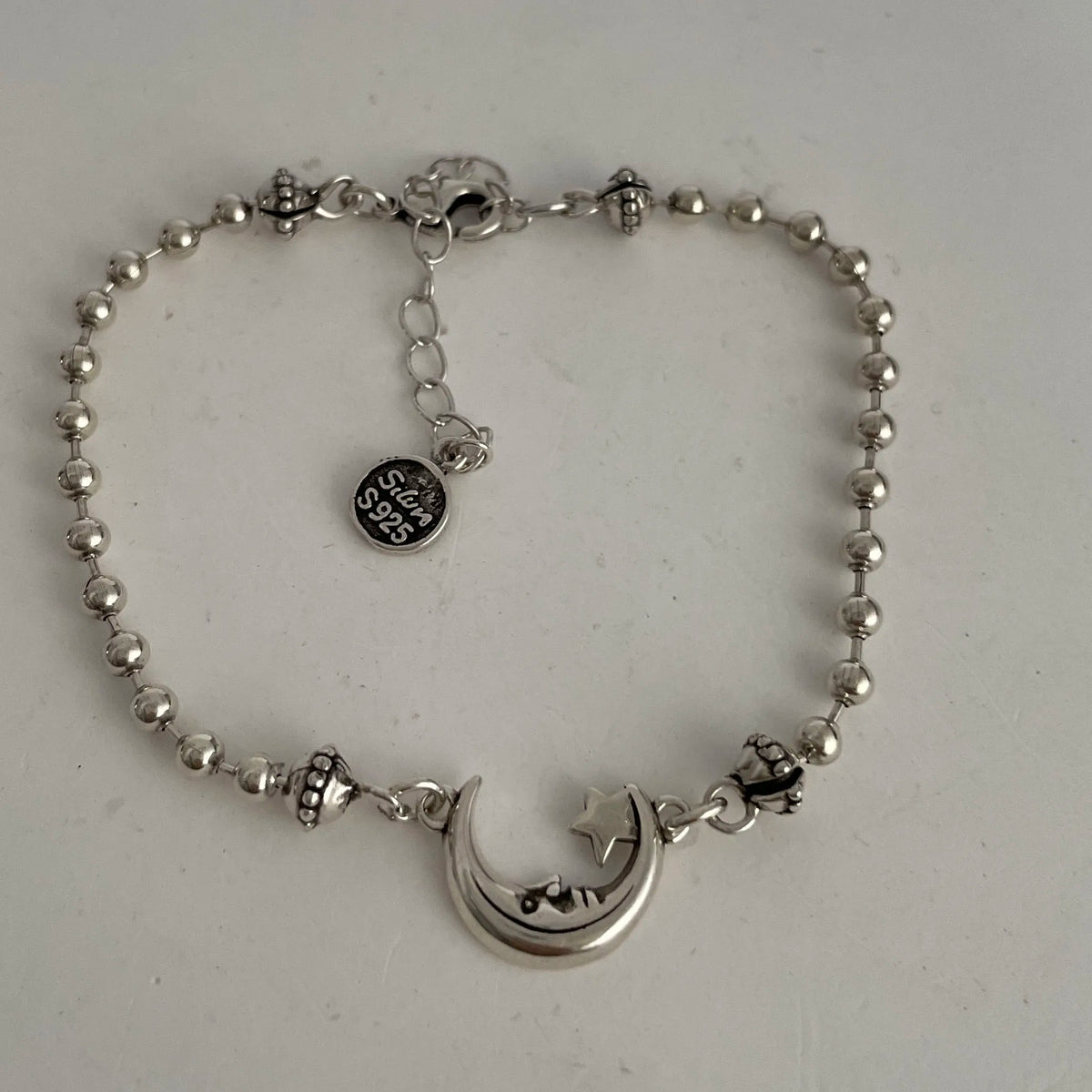 100% Solid 925 Sterling Silver Metal Bracelet for Women Vintage Handmade Simple Retro Heart Chain Bracelet Birthday Gift Part