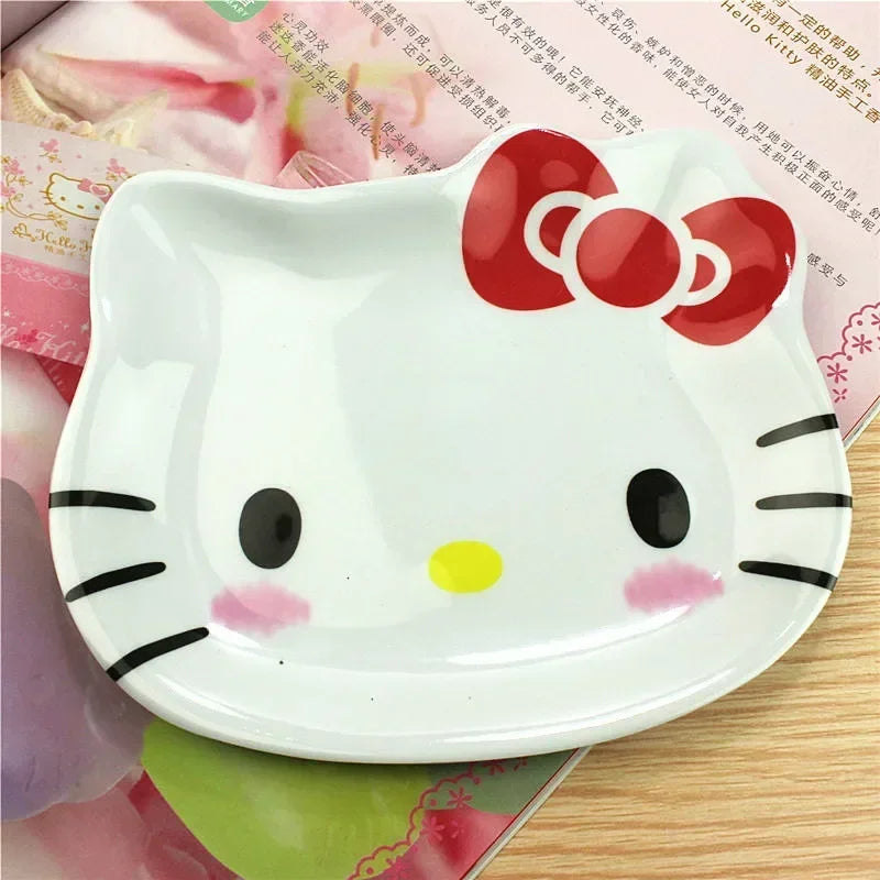 Sanrio My Melody Hello Kitty Kids Dinner Plate Anime Baby Children Kawaii Saucer Tableware Cute Fruit Plates Cartoon Snacks T