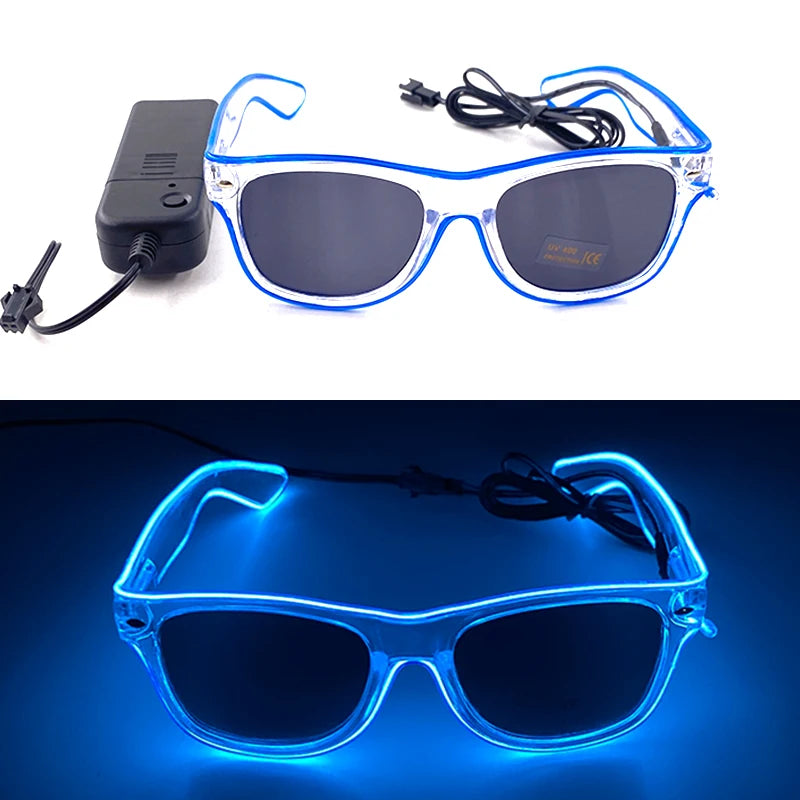 1PC Light Up LED Glasses Glow Sunglasses EL Wire Neon Glasses Glow in The Dark Party Supplies Neon Party Favors for Adults - 