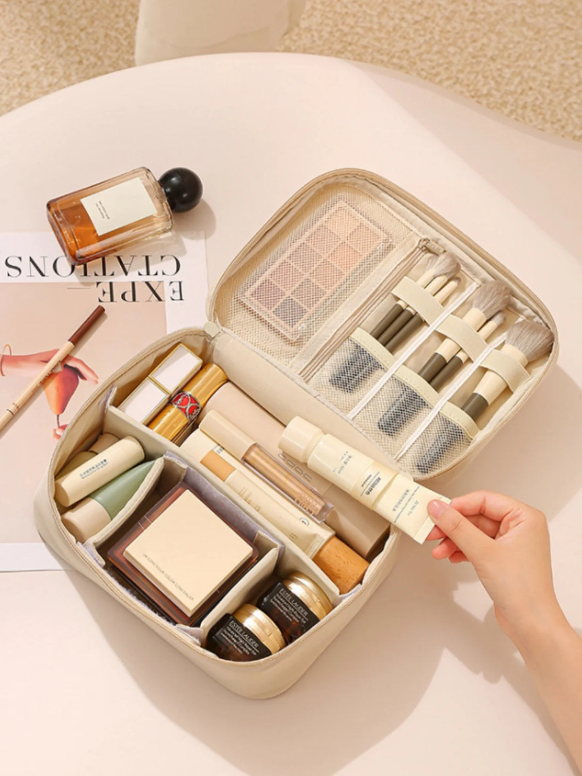 Thickened Oxford Cloth Material, Single or Double Layer, Unisex, Fashionable Toiletry and Makeup Bag, Suitable for Travel, Va