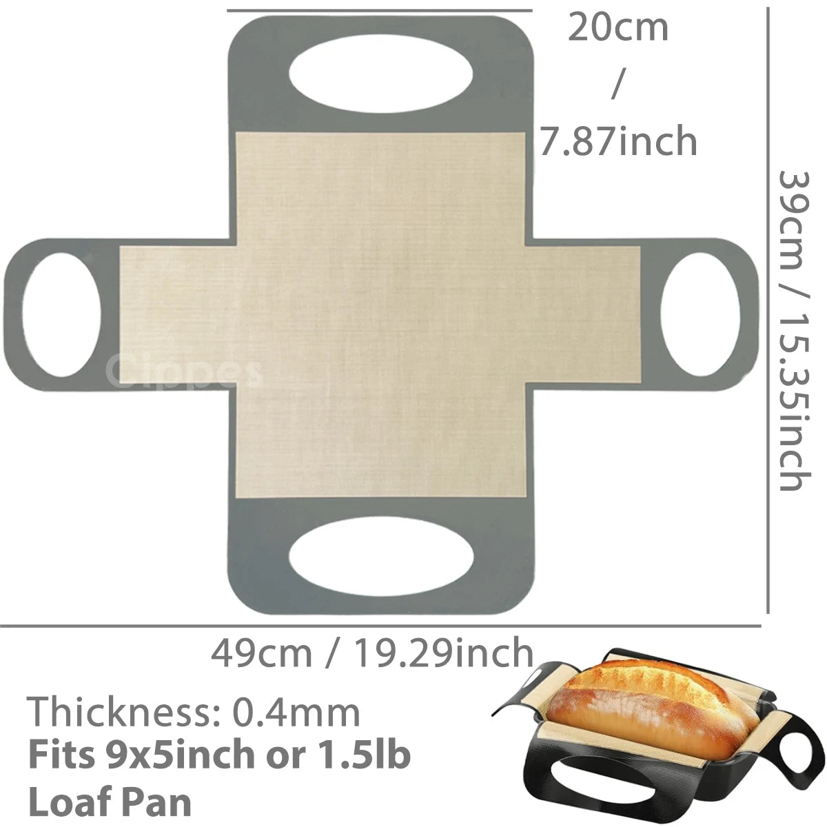 Silicone Bread Loaf Pan Liners, Reusable Nonstick Long Tab Handles Bread Pan Baking Mats, for 9x5inch Bread Pans, Heat Resist