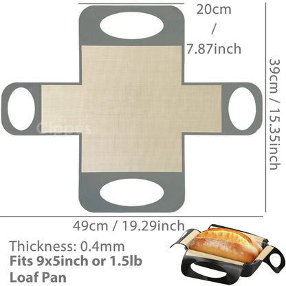 Silicone Bread Loaf Pan Liners, Reusable Nonstick Long Tab Handles Bread Pan Baking Mats, for 9x5inch Bread Pans, Heat Resist