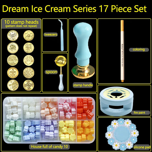 17PC/1Set Wax Seal Stamp Kit Lacquered Sealing DIY Craft Supplies Seal Random Header Christmas Wedding Invitation Decoration