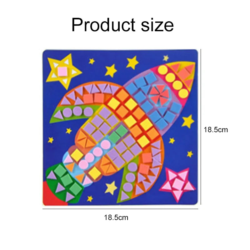 6/12pcs Mosaics Paintings DIY Foam Puzzles 3D EVA Sticker Airplane Car Spaceship Cat Dog Animal Cartoon Drawing Home Decor TM
