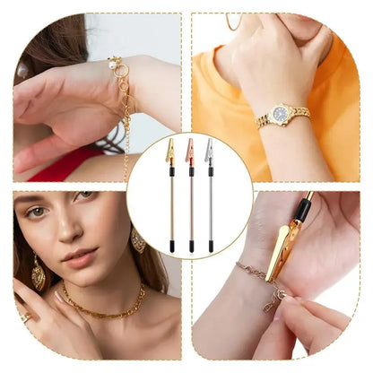3 Colors Metal Bracelet Helper Tool Hook Pretty Bracelet Helper Easy Jewelry Wearing Tool Aid Assistance for Bracelet Necklac