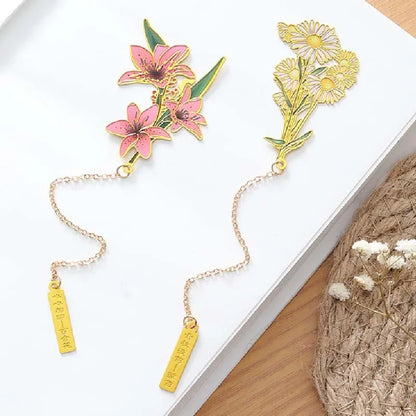 Gift Chinese Design Flowers Brass with Tassel Pendant Vintage Book Clips Office Fine Creative School Stationery Bookmarks