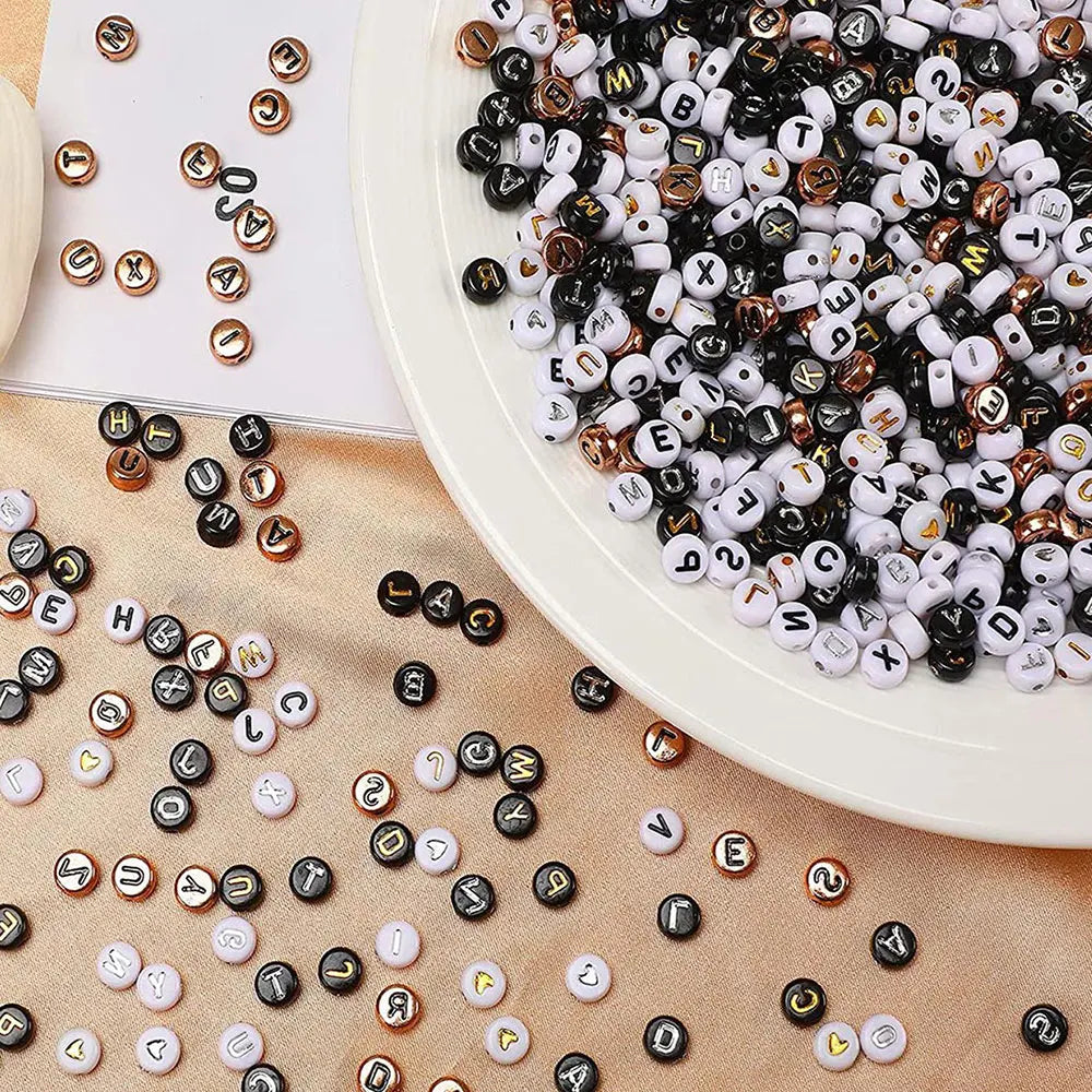 700pcs 7 Colors Round Letter Beads Acrylic Alphabet Number Beads for Jewelry Making DIY Taylor Friendship Bracelet (7x4mm)