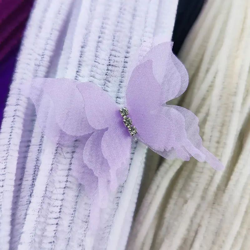 1 pcs 5cm DIY Organza 3D Butterfly Appliques Chiffon Fantasy Translucent Butterflies for Sewing Craft Decoration - Purple