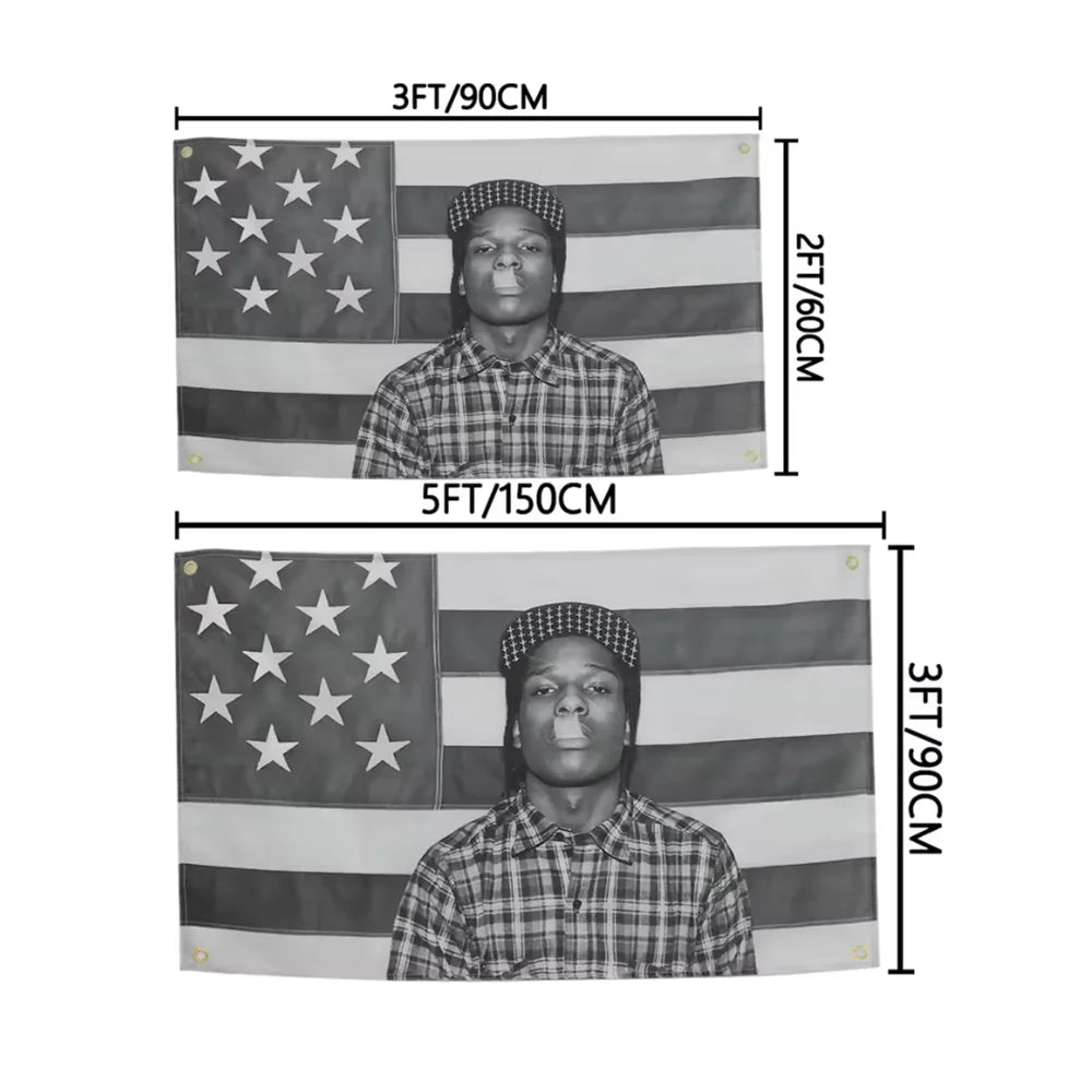 Asap Rockys Flag 3x5fts 2x3fts Rapper Room Decor Aesthetic Music Album Art Posters Hanging Bedroom Concert Background Fans Gi