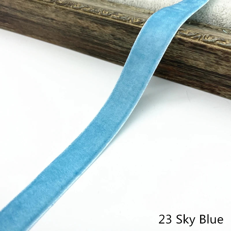 6-38mm Velvet Ribbon Wedding Party Decoration Handmade Gift Wrapping Hair Bowknot DIY Christmas #RoLi03 - 23 Sky Blue / 6mm 5