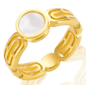 Stainless Steel Ring for Women Inlaid Zircon Rings Waterproof Romantic Fashion Jewelry - A54 Gold / 8