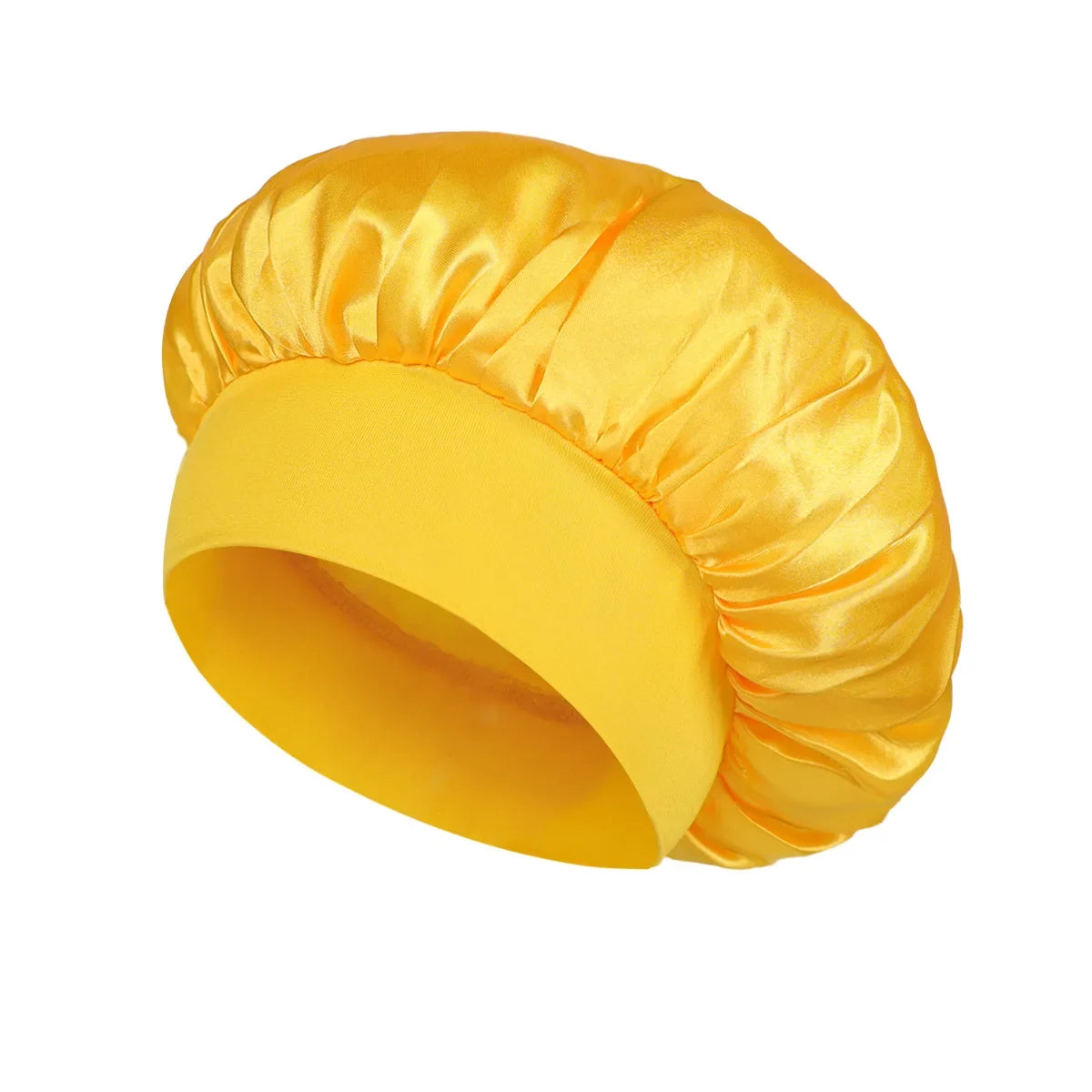 Women Satin Bonnet Hair Bonnet for Sleeping Hair Care Silk Bonnets Solid Wide-brimmed Sleeping Hat with Elastic Soft Band - y