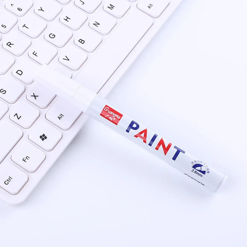 Car Paint Pen Waterproof Car Wheel Tire Oily Painting Mark Pen Auto Rubber Tyre Tread CD Metal Permanent Paint Marker - White