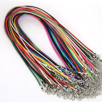 10Pcs/lot 1.5mm 2mm Adjustable Leather Cord Waxed Thread Rope Necklace Extender Chain Lobster Clasp DIY Jewelry Making Findin
