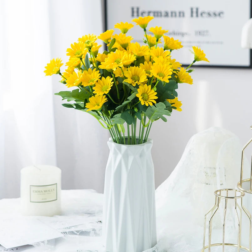 21 Heads Artificial Flower Autumn Silk Daisy Bouquet Decor Vase Home Wedding Decor Household Products Holiday Party DIY Gift 