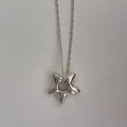Simple Trendy Star Hollow Choker Necklace Pendant Neck Jewelry Accessories Women Men's Fashion Party Chain Necklace