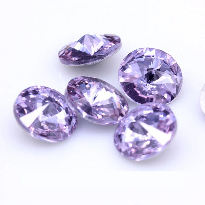 Fantastic 6/8/10/12/14/16/18/25MM Rivoli Cabochons Round Fancy Rhinestone Crystal For Applique Clothing Garment Decoration Be