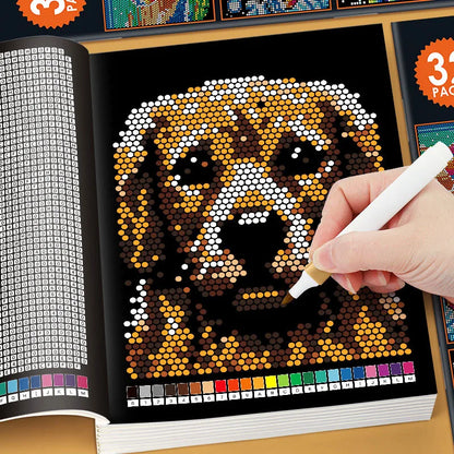 Digital Coloring Book, Patterns of 32 Animals and Interesting Things Complete Coloring with Corresponding Numbers Drawing Boo