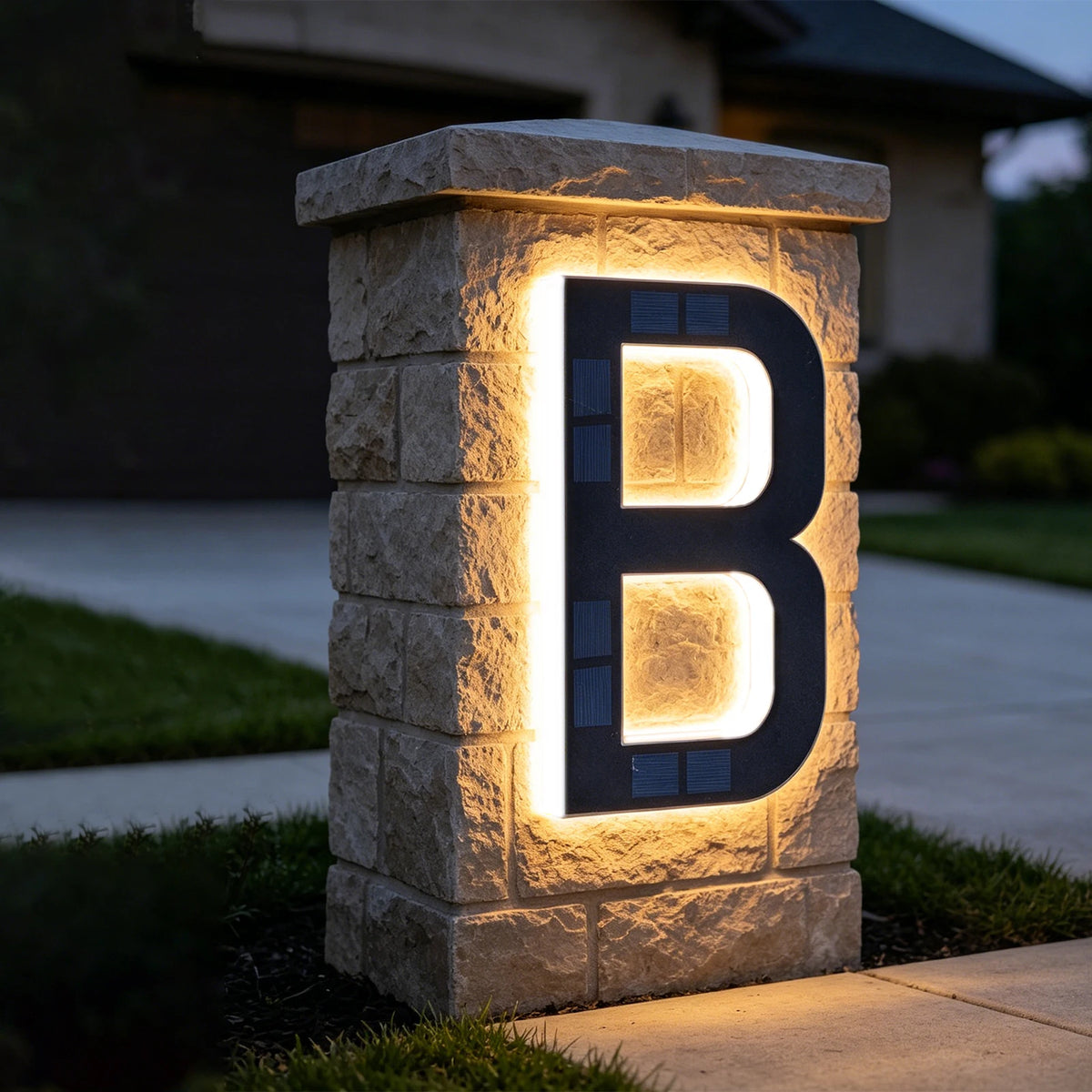 Solar Lighted House Number Outside Light-up LED Address Sign Waterproof Modern House Number Light Address Number for Door Dec