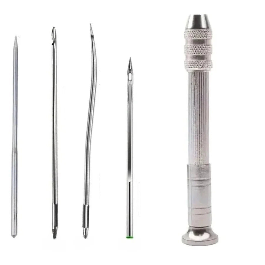 Leather Craft Sewing Kit Waxed Thread Hand Quilting Needles Sewing Awl，for Beginner , Stitching, Sewing - light green