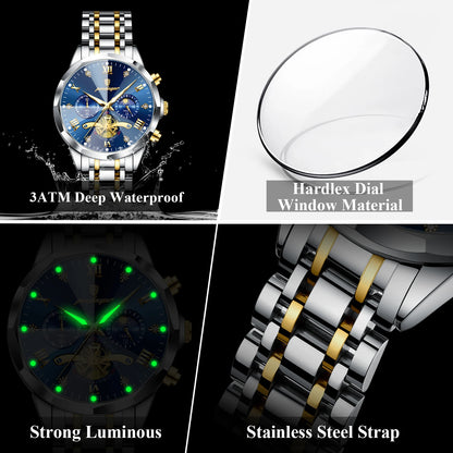 POEDAGAR Luxury Men Watch Top Original Waterproof Luminous Chronograph Man Wristwatch Stainless Steel Quartz Men's Watches Re
