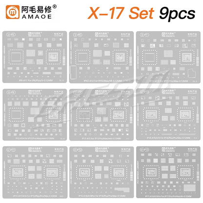 Amaoe BGA Reballing Stencil Template For iPhone 17 16 15 14 13 12 11 Pro Max XSMax 8 7P 7 6 A18 Tin Planting Soldering Net to