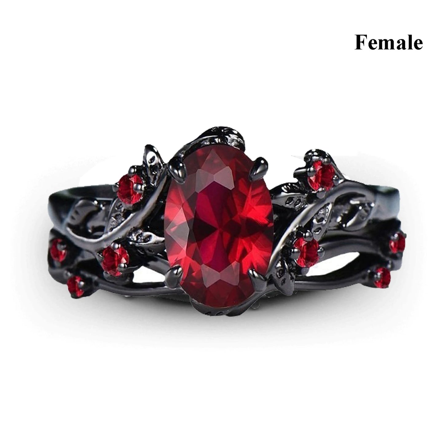 Charm Couple Rings Romantic Women Red Rhinestones Rings Set Trendy Men Stainless Steel Celtic Dragon Rings Wedding Band Jewel